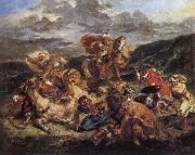 Eugene Delacroix The Lion Hunt Sweden oil painting artist